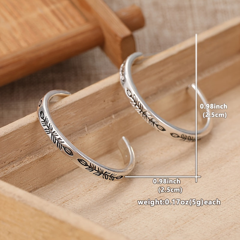 925 Sterling Silver Handmade Jewelry Hoop Earrings, Hypoallergenic Jewelry Gifts for Her, Stamped Everyday Earrings