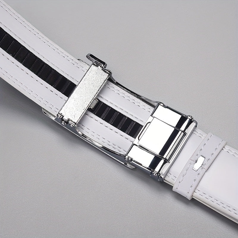 A White Ratchet Belt for Men, Ideal for Jeans, Essential for Professionals, Great for Gifting, an Excellent Choice for Presents