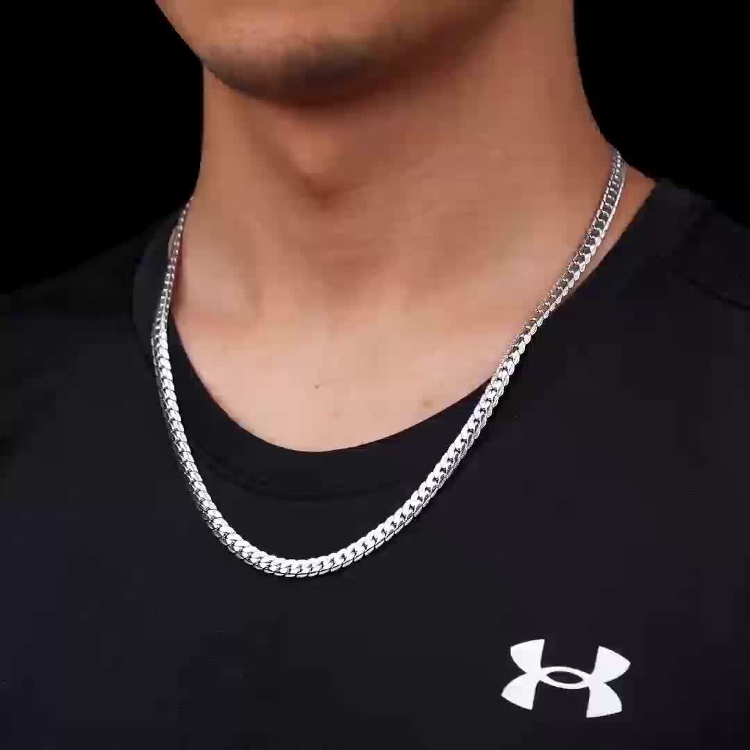 925 Sterling Silver Snake Bone Necklace, Handmade, Suitable For Men And Women, Gift For Her/mom/girlfriend, Christmas, Valentine'S Day, Birthday, Gift Box Packaging, Buy Three Get One Free, Total Weight Of The Product(Silvery Gram Weight 6.25g)