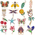 16pcs Women Brooch Set Rhinestone Vintage Animal Insect Plant Pins Brooches Bulk for Women Men Mother's Day Gifts