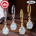 [Sparkling Opal Earrings] 2 Pairs Sparkling Opal Dangle Earrings - Hypoallergenic Fashion Jewelry for Daily Wear & Parties - Multi-Color Options
