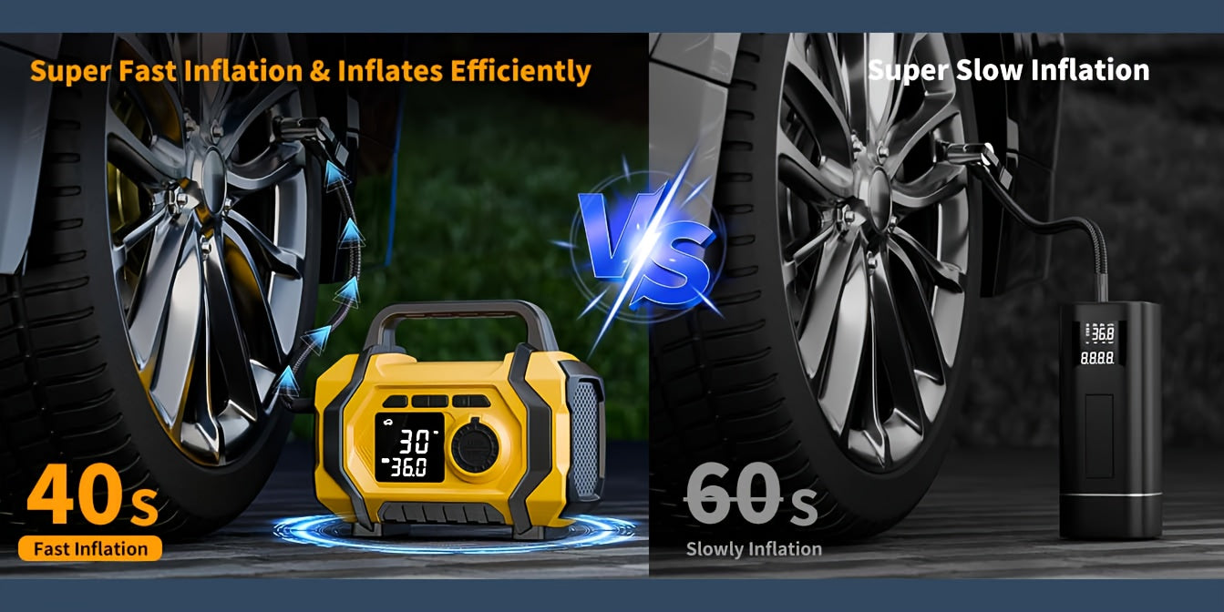 7000 A Jump Starter with Air Compressor & 7000A Jump Starter, Portable Car Battery Jump Starter (2.38gal Gas/2.25gal Diesel), 12V Battery Charger Booster, 150PSI Auto-Shutoff Tire Inflator, Portable Jumper Cables, LED Light, High-Capacity Power Bank