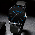 Men's Classic Black Quartz Watch with Stainless Steel Mesh Band, Black Dial & Red Hands, High Quality 1181.1inch, Analog/Digital Display, Date/Day/Stopwatch/Chronograph, Scratch-Resistant Glass, Comfort Fit for Everyday & Formal Wear - Elegant Minimalist