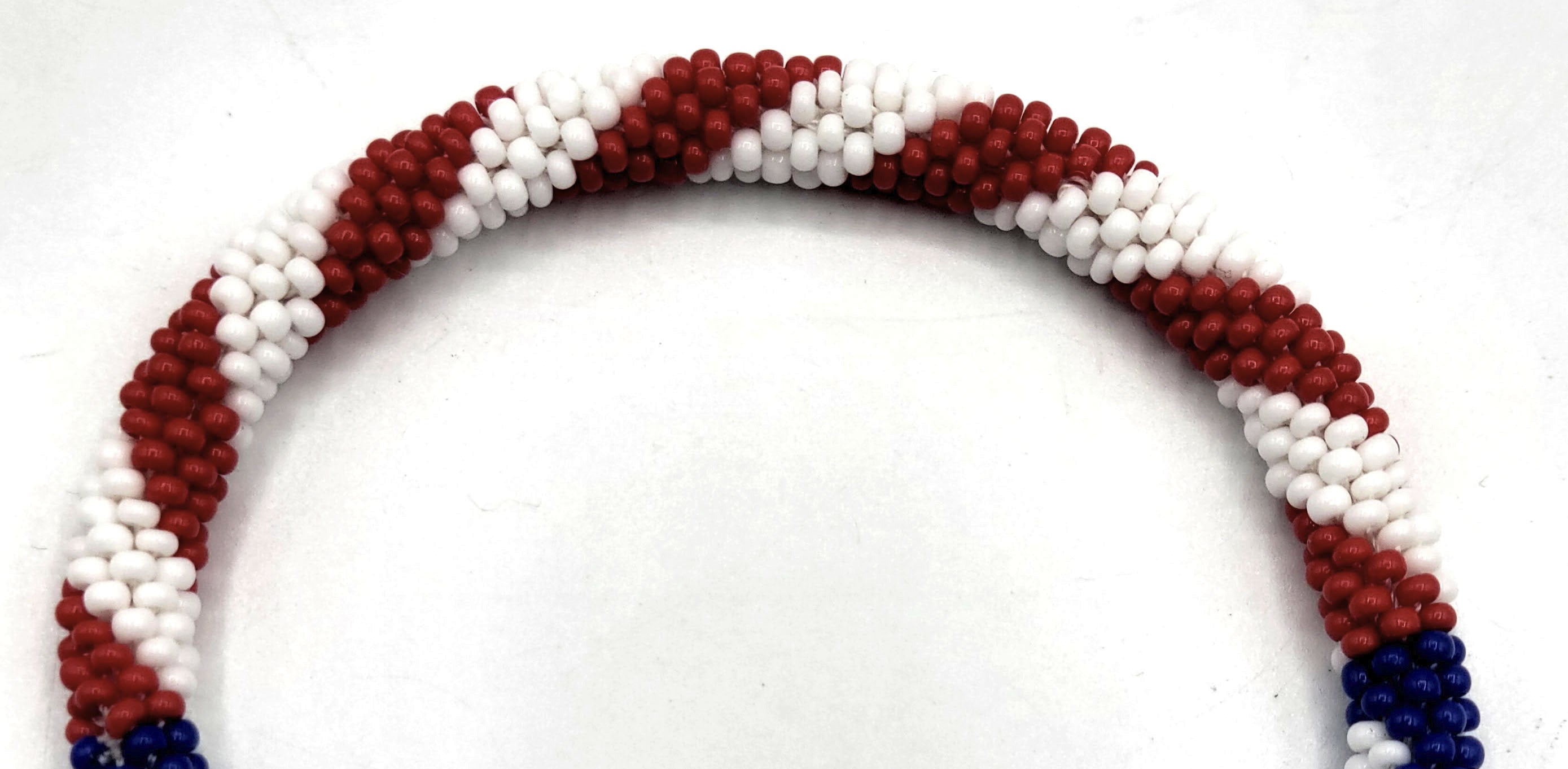 Set of 2 Handmade USA Flag Patriotic Color Design Bracelet Jewelry From Nepal – Glass Beaded Roll-On Crochet Bracelets for Men & Women, Boho Hippie Style, Artisan-Roll-On Bangles, Great Gift for USA Lovers Vacation Style Nepal Artisanship, Patriotic Wrist