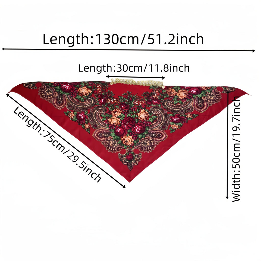 Elegant Golden Chain Headscarf - Breathable Lightweight 100% Polyester Shawl with Intricate Floral Print, Adjustable Closure for Ramadan & Special Occasions, Multi-Color Traditional Headgear