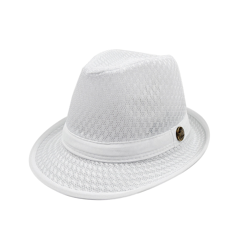 Men's Lightweight Mesh Breathable Fedora Hat Simple Ribbon Foldable Casual Dress Hat Daily Street Retro Style Accessory