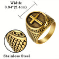 Men's Retro Simple 304 Stainless Steel Crucifix Cross Ring Christian Prayer Band Amulet Vintage Latin Cross Stamp Cast Pattern Size 7-15