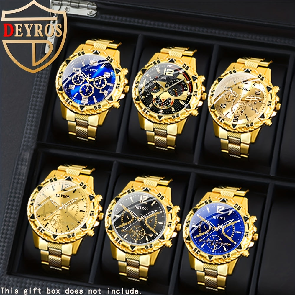 Set of 6 Men'S Watches, Stylish Classic Luxury Quartz Analog Timepieces in Stainless Steel, Perfect Gift Option for Men'S Wrist Watch, Reloj Para Hombre