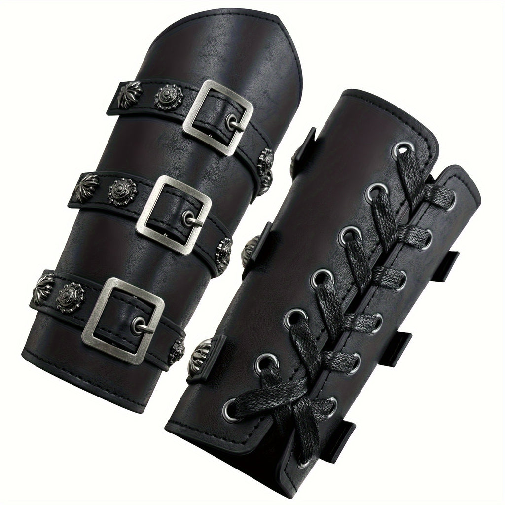 A Pair of Entirely Handcrafted Halloween-Themed Medieval Knight Wrist Guards for Cosplay And Stage Performances