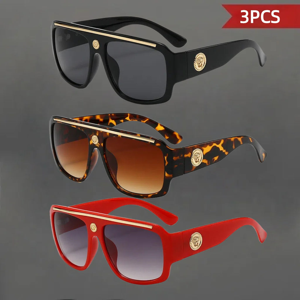 3pcs Retro Men'S, Lightweight Frame Polarized Glasses, Unisex, Suitable for Trips And Casual Wear, Ideal Holiday Gift