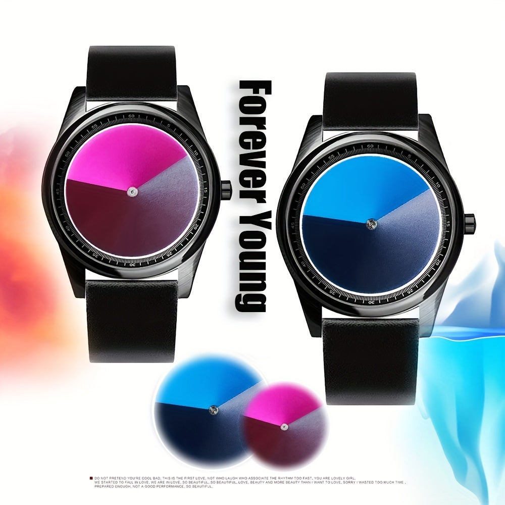 Creative Gradient Watch: Unisex Quartz Timepiece With 3 Mesmerizing Color Designs, Unique Way To Tell Time, Ideal Gift Choice For Holidays & Special Days