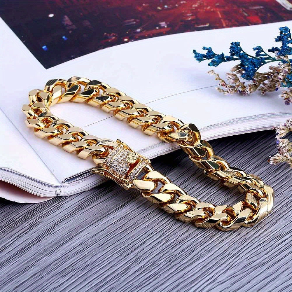 1PC Iced Out CZ Hip Hop Copper Material Golden Plated Cuban Link Bracelet for Women Men Luxury Bracelets on Hand Jewelry Gifts