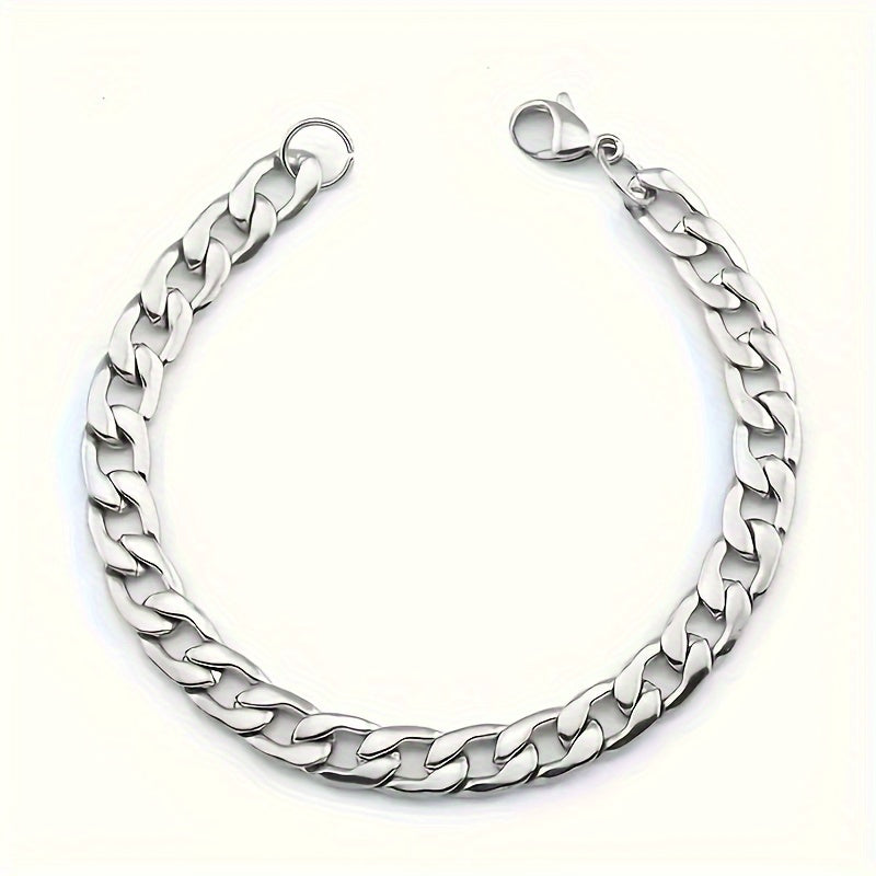 2pcs/ set Stainless Steel Men's necklace and bracelet set, hip-hop punk couple chain