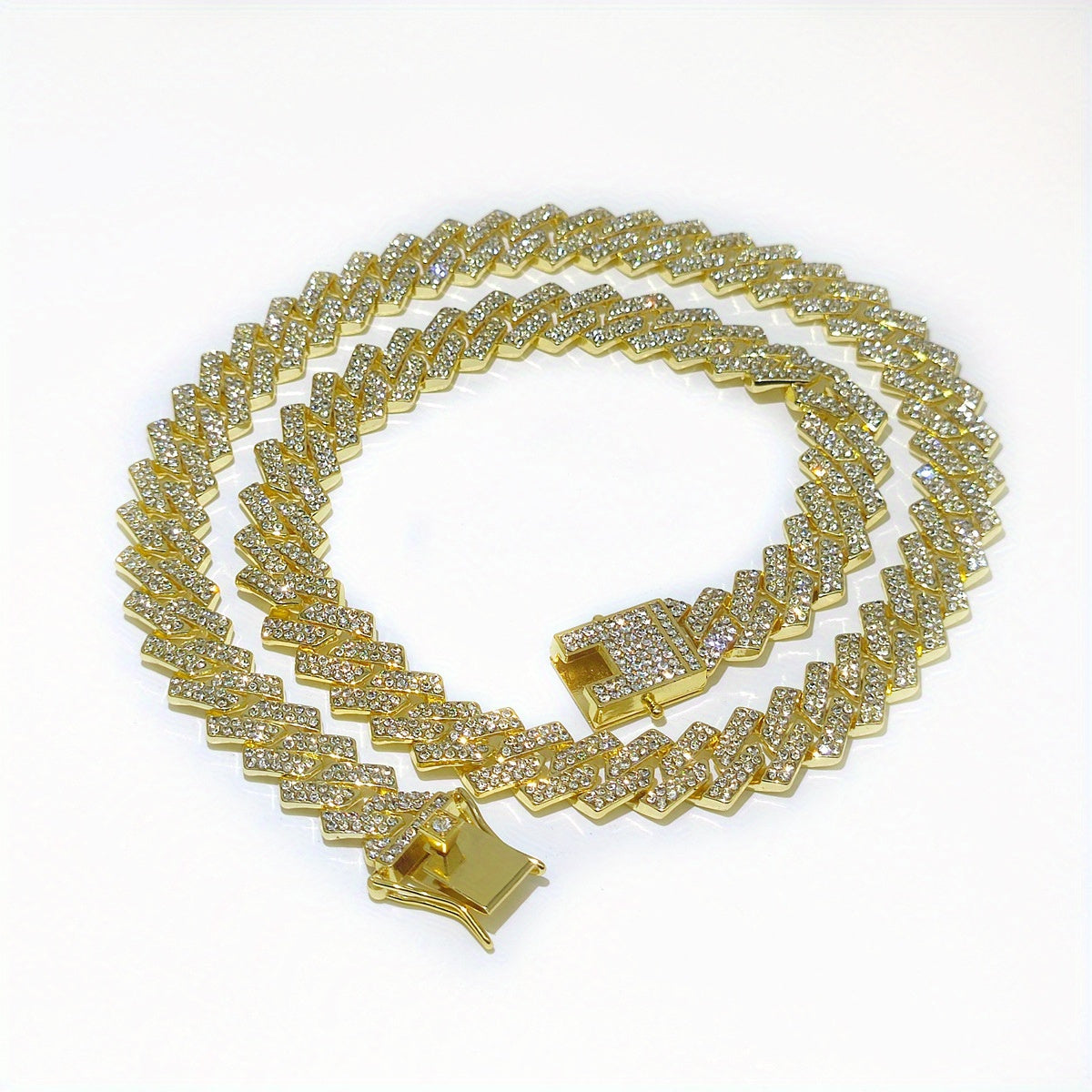 Rhinestones Cuban Link Necklace and Bracelet Set - Unisex Punk Style, Y2K Hip Hop Jewelry | September Birthstone, Luxury Gift