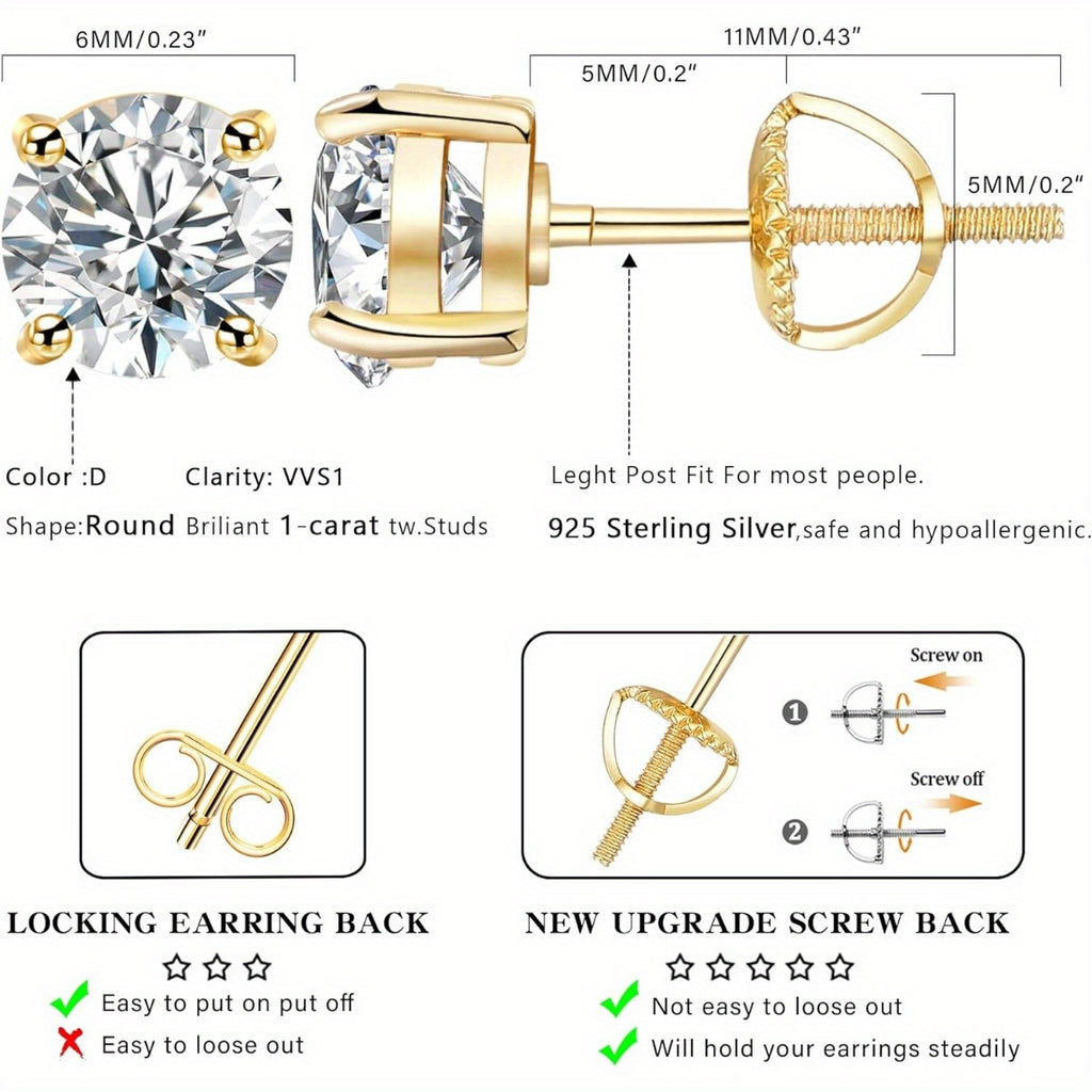 1 Pair Of Moissanite Earrings 925 Sterling Silvery Earrings Men Women Moissanite Earrings Spiral Earrings Women Girls Men