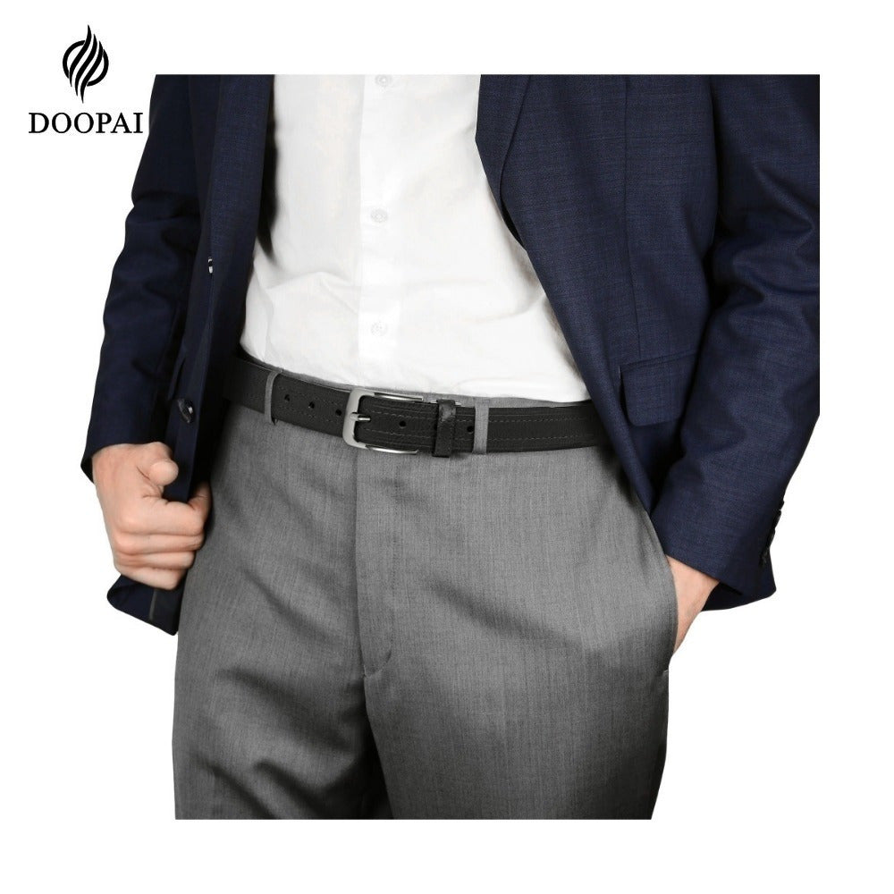 2pcs DOOPAI Men'S Leather Belt Pin Buckle Casual Cowhide Men'S Fashion Classic Vintage Jean'S Belts Gifts With Gift Box