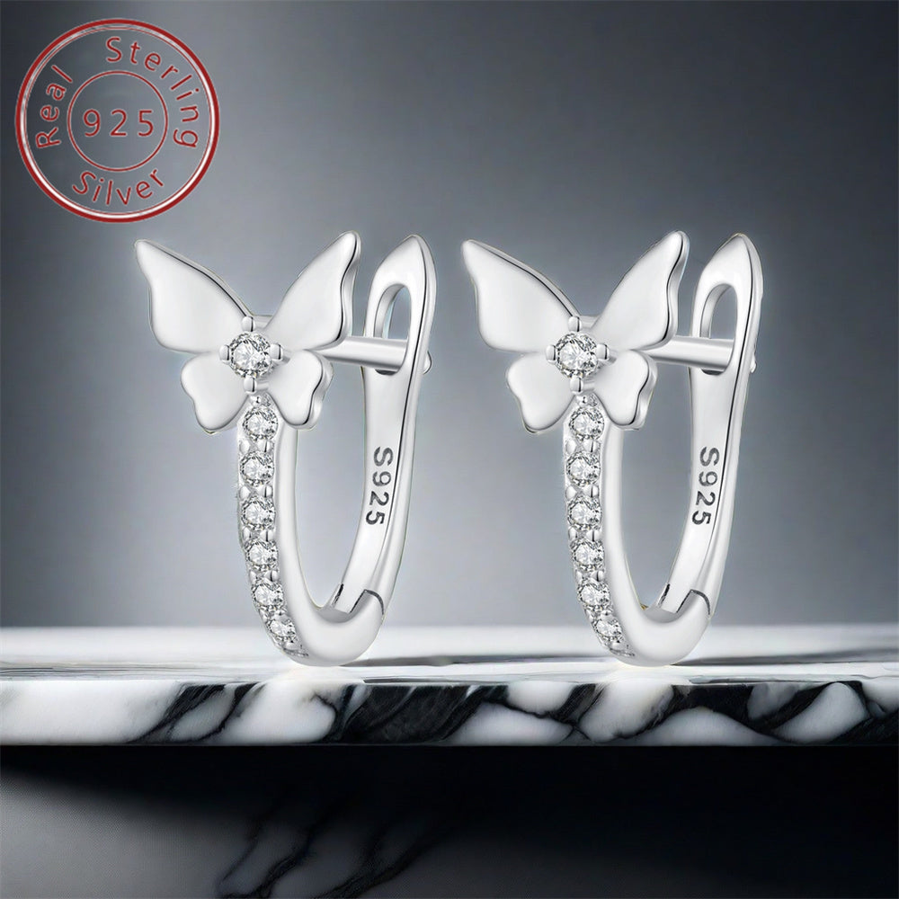 [Graduation Birthday Gift] This 925 Silver Butterfly-Shaped Earring Clip Is an Exquisite and Fashionable Jewelry Gift Suitable for Women on Both Daily and Festive Occasions. It Can Also Be Given as a Graduation or Birthday Present, and Comes with a Gift B