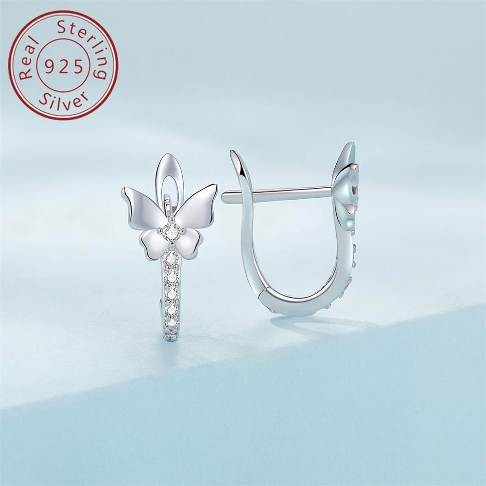 [Graduation Birthday Gift] This 925 Silver Butterfly-Shaped Earring Clip Is an Exquisite and Fashionable Jewelry Gift Suitable for Women on Both Daily and Festive Occasions. It Can Also Be Given as a Graduation or Birthday Present, and Comes with a Gift B