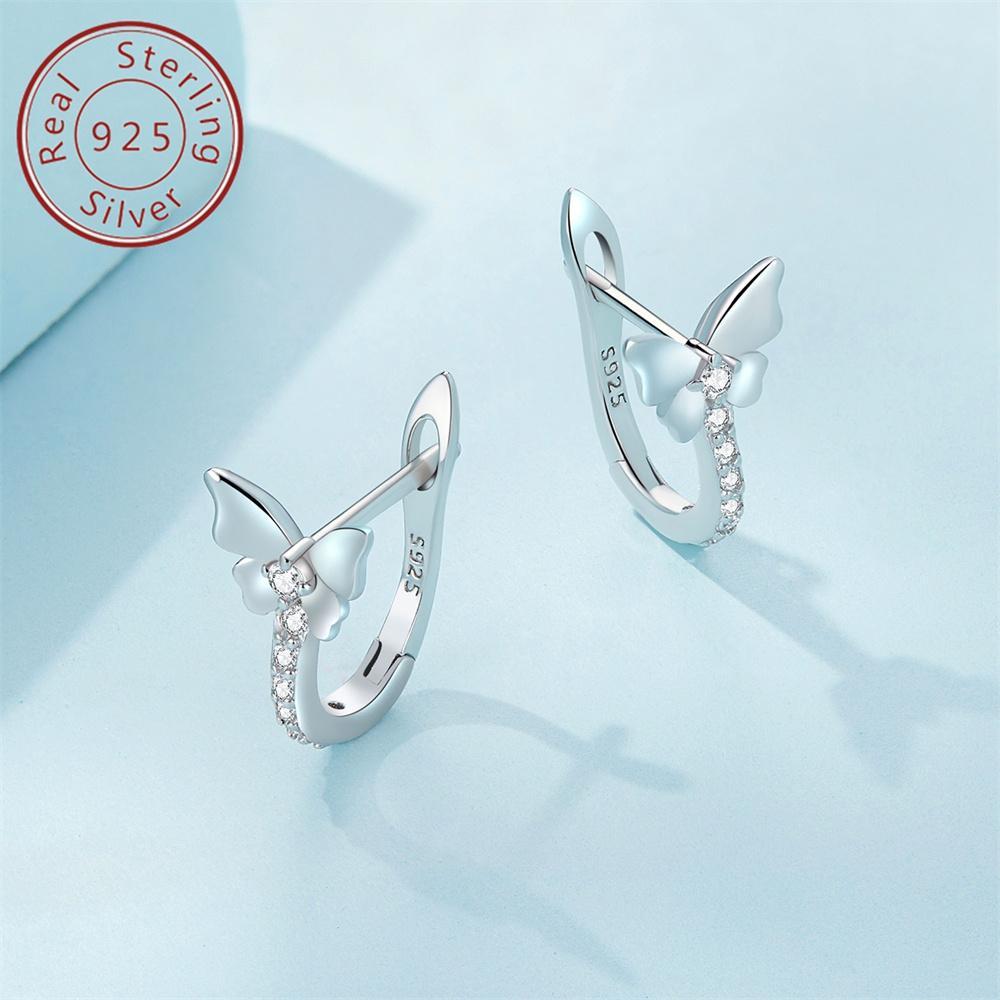[Graduation Birthday Gift] This 925 Silver Butterfly-Shaped Earring Clip Is an Exquisite and Fashionable Jewelry Gift Suitable for Women on Both Daily and Festive Occasions. It Can Also Be Given as a Graduation or Birthday Present, and Comes with a Gift B