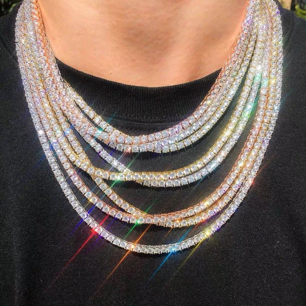 Sparkling Hip Hop Tennis Chain Necklace Party Accessory for Both Men And Women