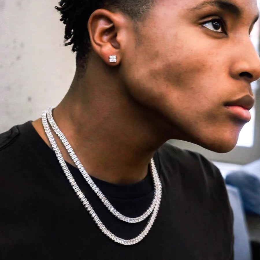 Sparkling Hip Hop Tennis Chain Necklace Party Accessory for Both Men And Women