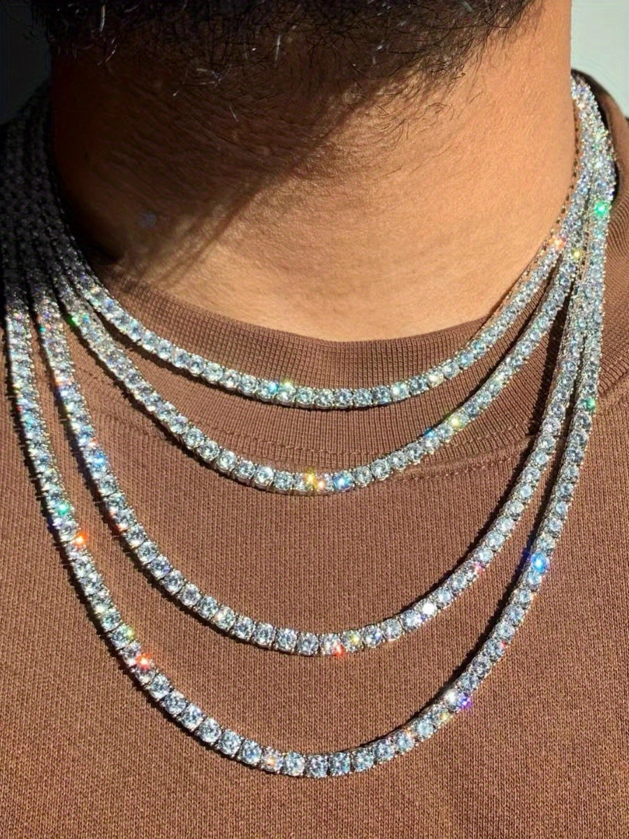 Sparkling Hip Hop Tennis Chain Necklace Party Accessory for Both Men And Women