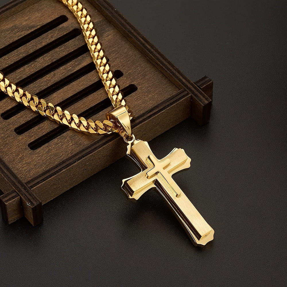 Classic Hip Hop Cross Necklace: A Accessory, Great for Birthday Celebrations & Easter Presents - Comes with a Gift Box for Convenient Gifting, Suitable for Both Men And Women