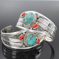 Vintage Ethnic Style Inlaid Imitation Turquoise Opening Adjustable Bracelet Jewelry Gift 1pc