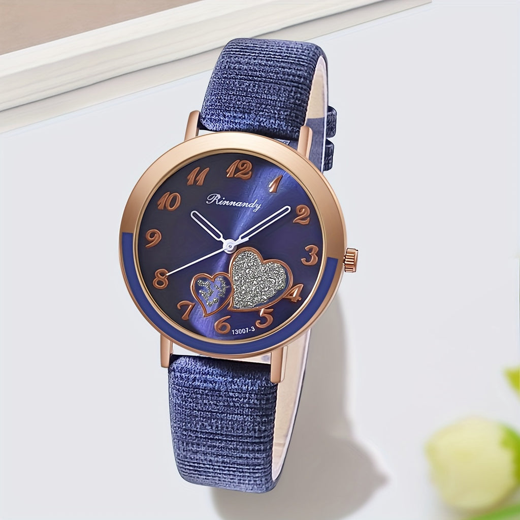 Chic Heart Quartz Women's Watch - Candy Colors, Fashion Analog Design with Zinc Alloy Case & Band - Perfect Gift for Christmas, New Year, Birthdays
