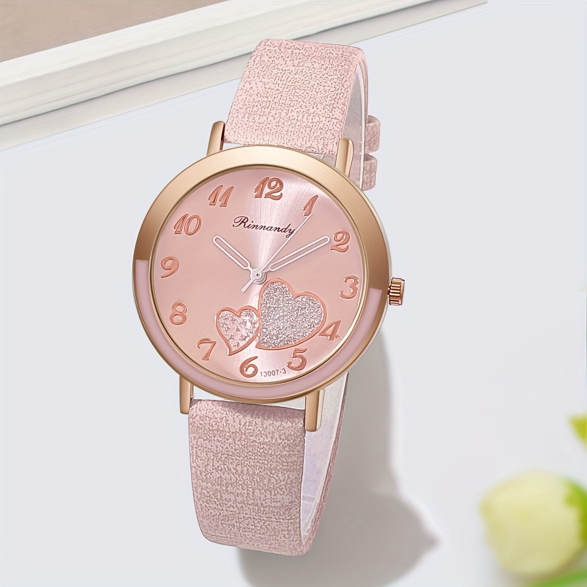 Cute Shiny Heart Quartz Watch Candy Color Fashion Analog Wrist Watch for Women