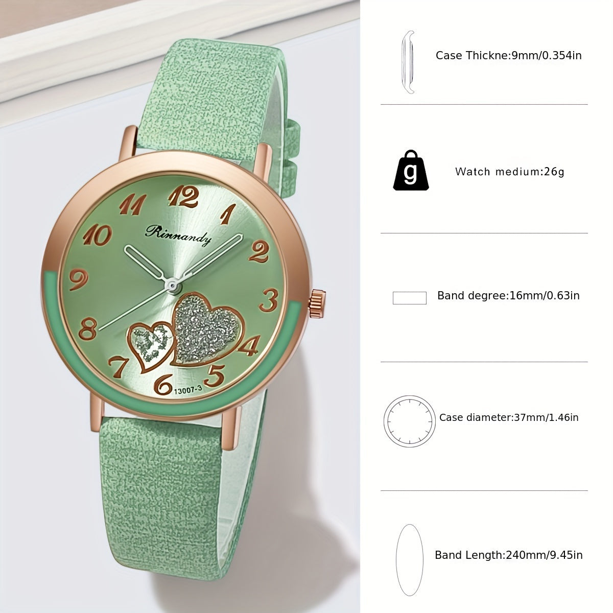 Chic Heart Quartz Women's Watch - Candy Colors, Fashion Analog Design with Zinc Alloy Case & Band - Perfect Gift for Christmas, New Year, Birthdays