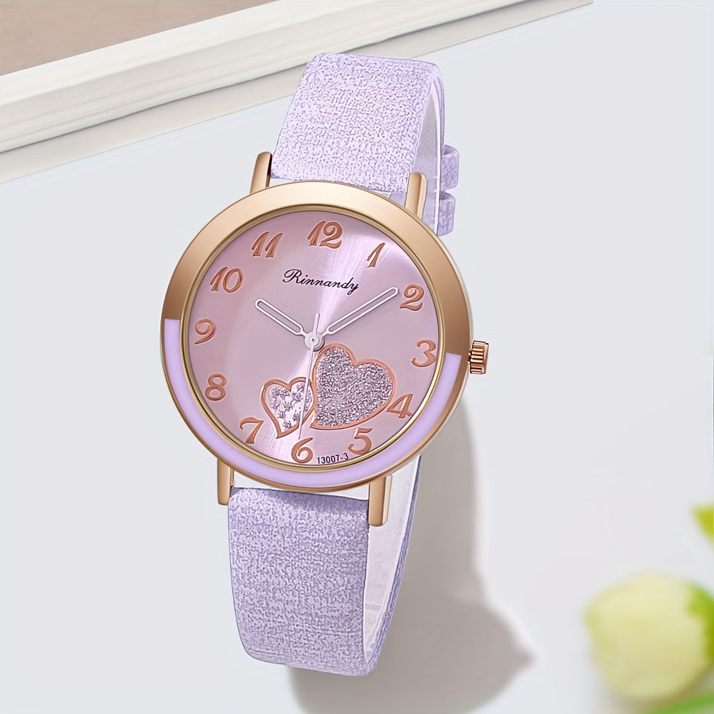 Chic Heart Quartz Women's Watch - Candy Colors, Fashion Analog Design with Zinc Alloy Case & Band - Perfect Gift for Christmas, New Year, Birthdays