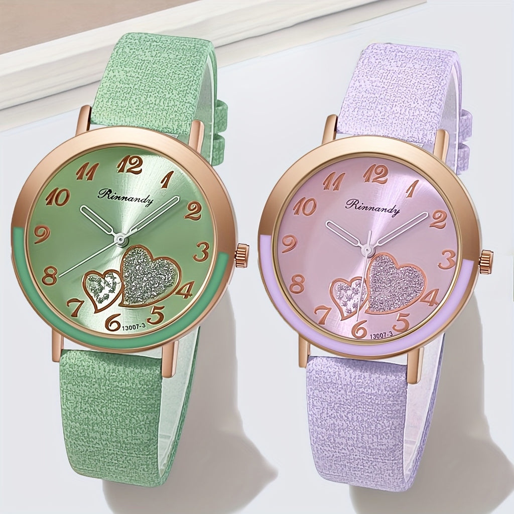 Chic Heart Quartz Women's Watch - Candy Colors, Fashion Analog Design with Zinc Alloy Case & Band - Perfect Gift for Christmas, New Year, Birthdays