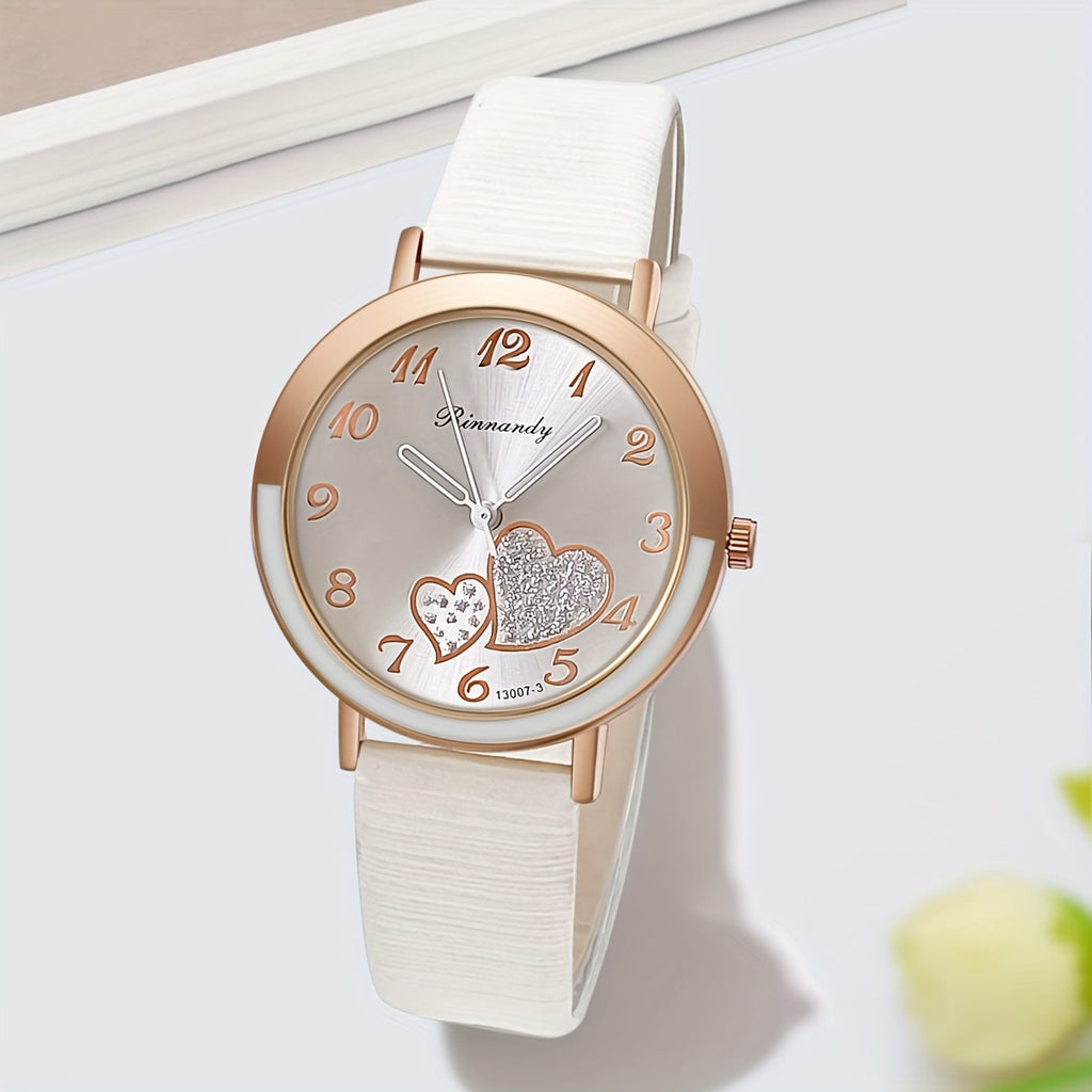 Chic Heart Quartz Women's Watch - Candy Colors, Fashion Analog Design with Zinc Alloy Case & Band - Perfect Gift for Christmas, New Year, Birthdays
