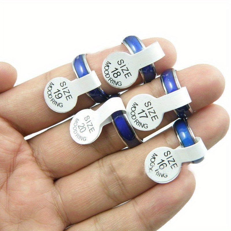[Temperature Change Rings] 100pcs Temperature Change Color Rings With Box 6mm Color Random Changing Ring Mood Emotion Temperature Index Copper Color Change Ring For Women Men+Display Box