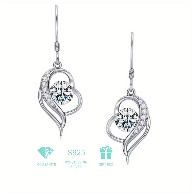 [Sparkling Gift] S925 Moissanite Heart Drop Earrings - Elegant Sparkling Jewelry for Love and Celebration