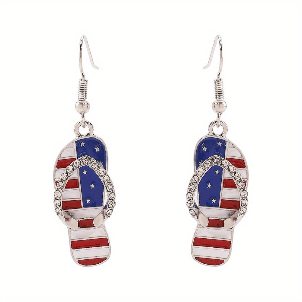 Set of 4pcs of Jewelry for Women Celebrating The 4Th of July, Including Patriotic Earrings, a Bracelet for Independence Day, And a Necklace Featuring The American Flag, Perfect As Gifts