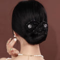 1pc Elegant Black Fabric Hair Clip with Sparkling Rhinestone Accents - Versatile Twist & Bun Maker for Women, Perfect for Retro Hairstyles
