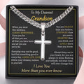 For My Beloved Grandson, a Cuban Chain Cross Pendant Necklace, Perfect for Birthdays, Graduations, And Christmas Gifts