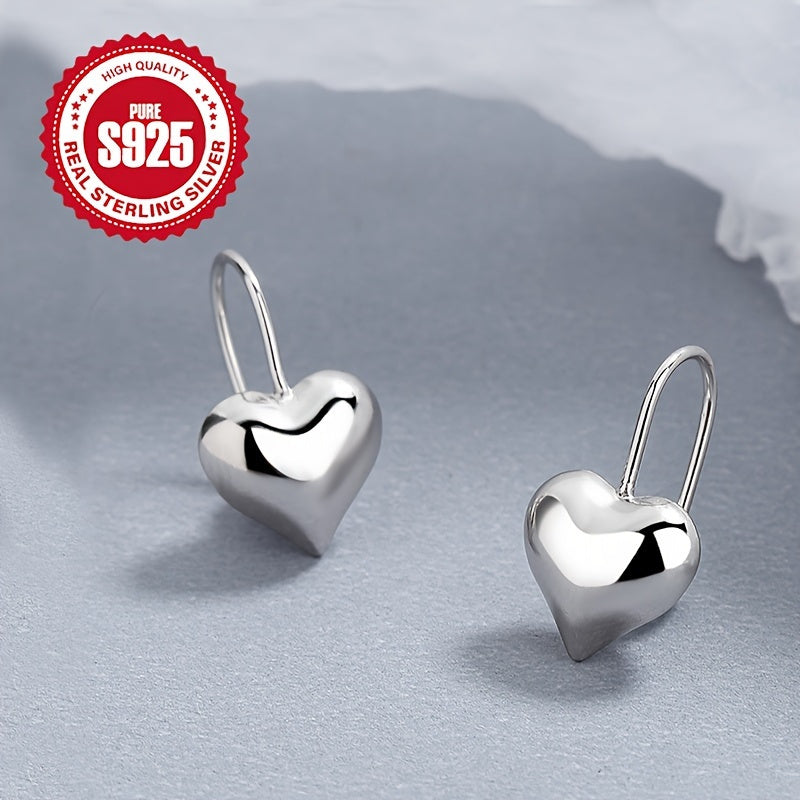 [Valentines Day Wedding] 925 Sterling Silver Heart Shaped Stud Earrings - Hypoallergenic, Elegant, Vintage Style Jewelry for Women - Perfect for Valentines Day, Music Festival, Wedding, Luxury, Vacation, And Everyday Wear