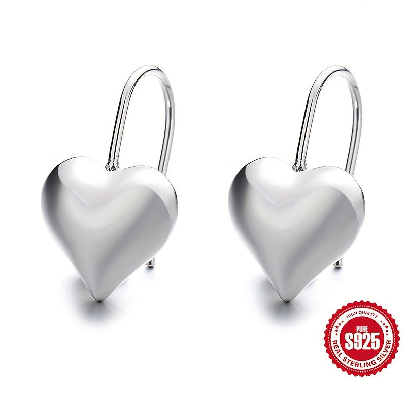 [Valentines Day Wedding] 925 Sterling Silver Heart Shaped Stud Earrings - Hypoallergenic, Elegant, Vintage Style Jewelry for Women - Perfect for Valentines Day, Music Festival, Wedding, Luxury, Vacation, And Everyday Wear