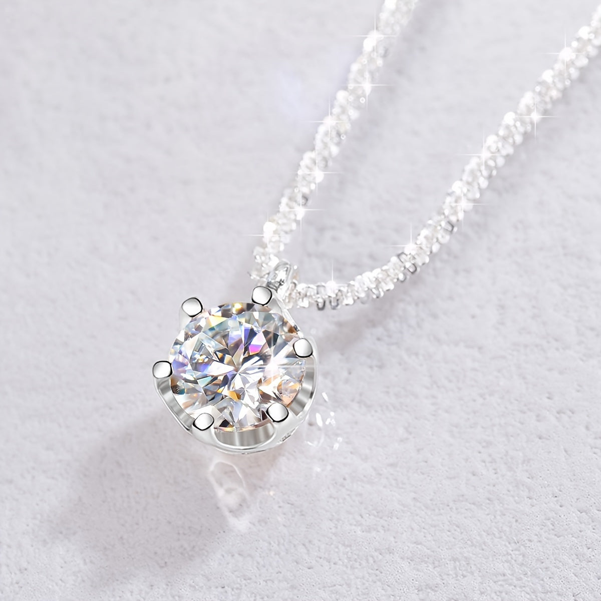 Moissanite Pendant Necklace - 1CT, Exquisite 925 Sterling Silver, Elegant | Luxury Gift for Her, Wedding, Valentine's Day, Mother's Day
