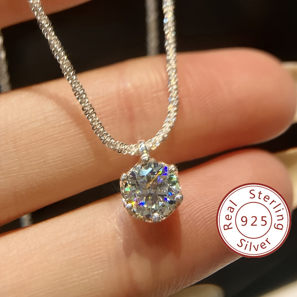 Moissanite Pendant Necklace - 1CT, Exquisite 925 Sterling Silver, Elegant | Luxury Gift for Her, Wedding, Valentine's Day, Mother's Day
