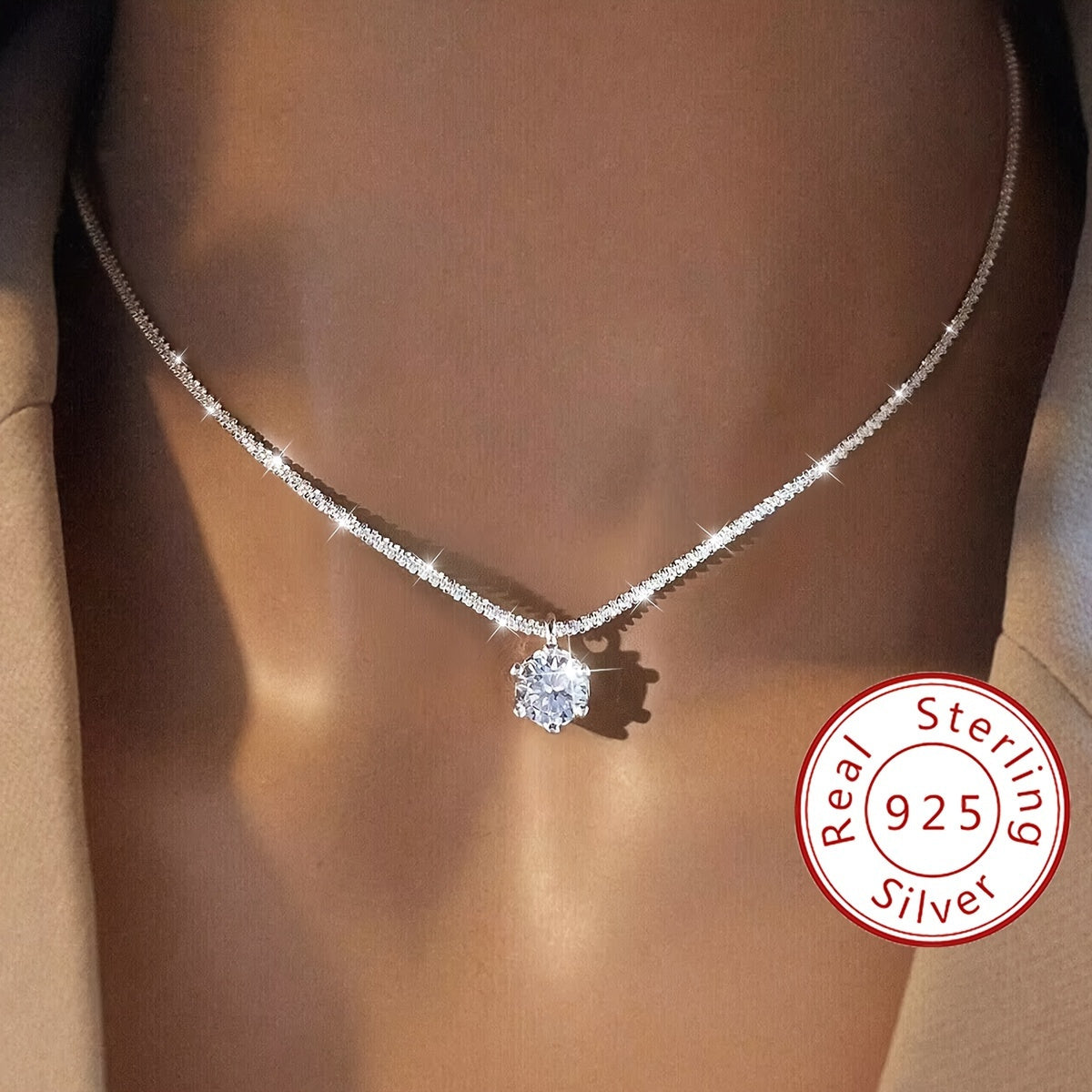 Moissanite Pendant Necklace - 1CT, Exquisite 925 Sterling Silver, Elegant | Luxury Gift for Her, Wedding, Valentine's Day, Mother's Day