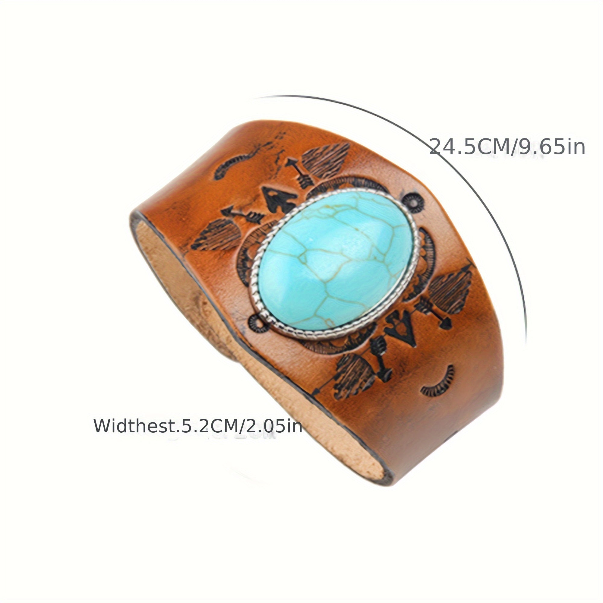 1pc Ethnic Faux Turquoise Totem Faux Leather Men's Bracelet Cool Birthday Gift Party Holiday Casual Wear