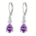 [Ideal Gift] 925 Sterling Silver Amethyst Teardrop Leverback Earrings - Dramatic Drop Dangly Design, Hypoallergenic, and Comfortable - Ideal Birthday Gifts for Women and, Genuine Gemstone Jewelry for Casual Attire or Special Occasions