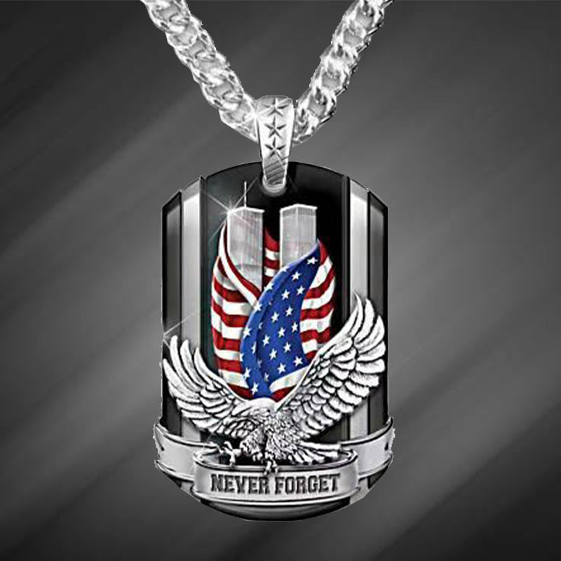 Elegant Men' Patriotic Eagle American Flag Necklace