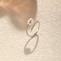 Elegant retro style 925 sterling silver adjustable ring with natural Baroque oval freshwater pearl and cubic Zirconia inlaid wrap ring