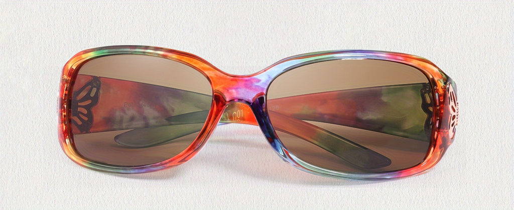 Fashion Glasses for Women Polarized Protection Wrap Around Glasses Trendy Butterfly Decor Fashion Accessories