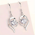 1pair S925 Sterling Silver Drop Earring, Love Heart Shaped Earrings, Wedding Proposal Birthday Anniversary Gift